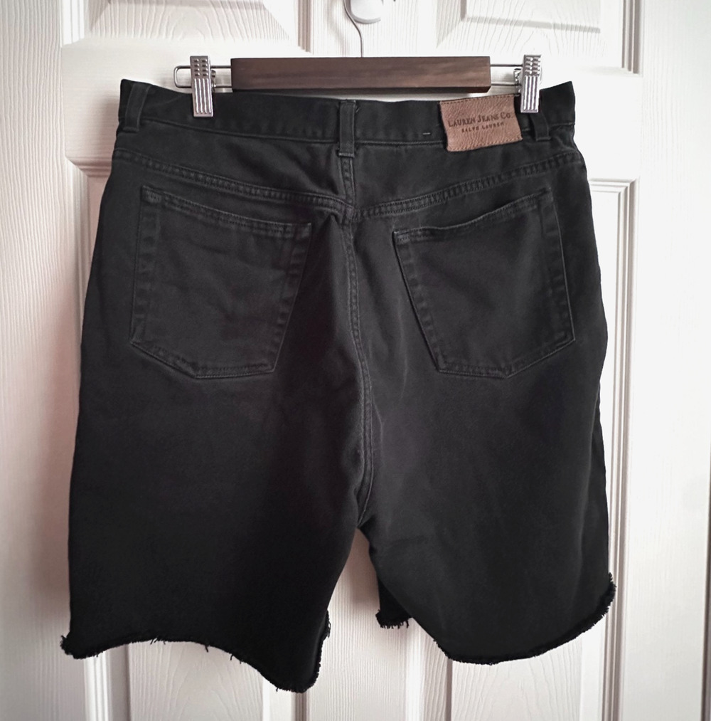 Ralph Lauren Jeans Co Women's 12 Cut-off High Rise Black Denim Bermuda Shorts